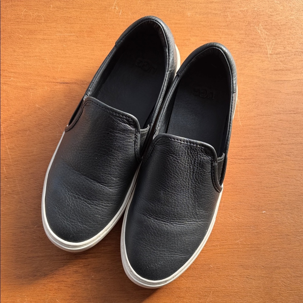 UGG Women's Jass Black Leather Slip-Ons